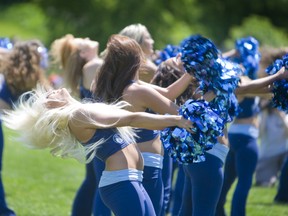 Toronto Argonauts Cheerleaders perform at the Toronto Sun Fan Day at the University of Toronto Mississauga Campus on June 14, 2009.