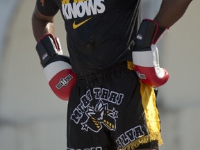 Anderson Silva pauses during a training session in Lapa, Rio de Janeiro, Brazil on October 10, 2012. The main event of UFC 153 is Silva against US Stephan Bonnar. (CHRISTOPHE SIMON/AFP)