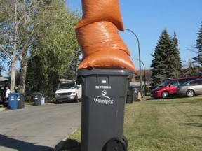 Anybody know what day garbage day is? Picture submitted by Darcy and Melanie Jones, Oct. 15, 2012.