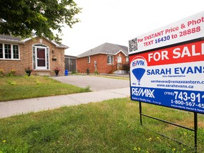 A house is up for sale on Towerhill Road in Peterborough, Ont. on Friday, July 27, 2012. (CLIFFORD SKARSTEDT/QMI AGENCY FILE PHOTO)
