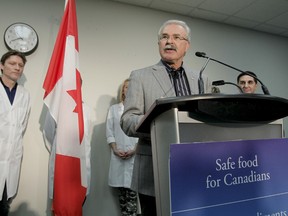 Federal agriculture minister Gerry Ritz speaks with media at the Canadian Food Inspection Agency office in Calgary on Wednesday, October 3, 2012.  (LYLE ASPINALL/QMI AGENCY FILES)