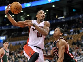 Raptors shooting guard DeMar DeRozan is close to an extension with the team. (REUTERS)