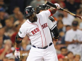 Red Sox designated hitter David Ortiz reacts after striking out against the White Sox at Fenway Park in Boston, Mass., July 16, 2012. (JESSICA RINALDI/Reuters)