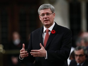 Canada's Prime Minister Stephen Harper speaks during Question Period in the House of Commons on Parliament Hill in Ottawa November 1, 2012. (REUTERS/Chris Wattie)