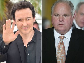 John Cusack, left, and Rush Limbaugh, right. (WENN.COM file photos)