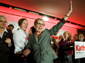 Liberal leadership hopeful Kathleen Wynne waves to supporters at the Japanese Canadian Cultural Centre in Toronto on Monday. The MPP launched her bid for the leadership of the Ontario Liberal Party at the event. (ERNEST DOROSZUK, Toronto Sun)