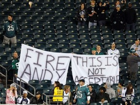 Eagles fans call for the firing of head coach Andy Reid after the a loss to the Cowboys in Philadelphia on Sunday, Nov. 11, 2012. (Tim Shaffer/Reuters)