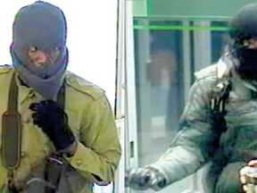 Two men sought for a string of violent bank heists outside Toronto.