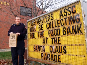 Tillsonburg Fire Chief, Jeff Smith will join local firefighters and communications/dispatch staff for their annual one day food drive during the 2012 Santa Claus parade this Saturday, November 17, 2012 in downtown Tillsonburg. Residents are asked to donate non-perishable food items to firefighters and communicators along the parade route. All food collected will be given to the Helping Hand Food Bank. 

KRISTINE JEAN/TILLSONBURG NEWS/QMI AGENCY