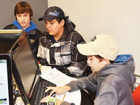 Wetaskiwin junior high school students test out the Rogers Tech Centre, which officially opened Nov. 8.