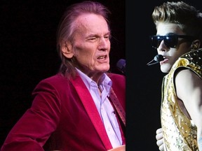 Justin Bieber and Gordon Lightfoot are performing in the 100th Grey Cup halftime show Nov. 25, 2012, at Rogers Centre. (JACK BOLAND/Toronto Sun left, AFP files right)