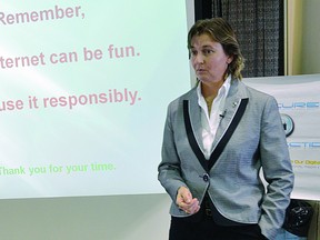 Debbie Doyle of the Northern Alberta Internet Child Exploitation Unit speaks about child pornography and exploitation at a local luncheon hosted by Strathcona County’s sexual assault centre. Leah Germain/Sherwood Park News/QMI Agency