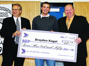 Former Bev Facey Falcon Brayden Kagel received the football program’s annual scholarship a couple of years ago, with the post-secondary initiative now seeking new alumni. File Photo