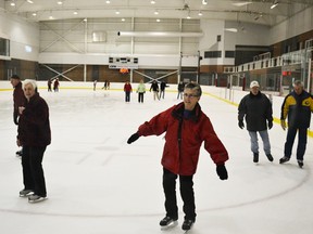 Senior skaters glide on one of the Benson Centre’s three ice pads last winter. Rental fees will drop 30% for non-prime time bookings. File photo