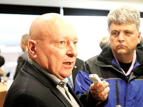 Brampton Battalion owner Scott Abbott speaks during a media conference at North Bay City Hall Thursday, discussing the plan to relocate the OHL team to North Bay for the 2013-14 season (Ken Pagan, The Nugget)