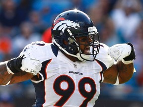 Broncos' Kevin Vickerson was slapped for $15,000 for a horse-collar tackle on a Cam Newton sack. (REUTERS)