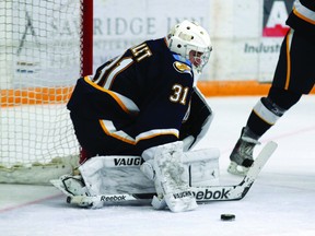 Oil Barons goaltender Tanner Jaillet is expected to start Friday night when the Barons host the Calgary Mustangs at the Casman Centre. TREVOR HOWLETT/TODAY STAFF