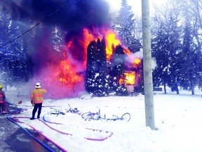 A fire at High Bluff which occurred at 10:30 a.m. on Saturday Nov 17.  The house was lost in the blaze.  (Submitted photo)
