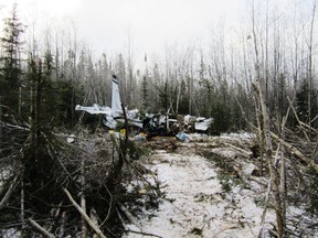A Cessna Caravan crashed east of Snow Lake, Sunday, Nov. 18, 2012. (Courtesy of the Transportation Safety Board)