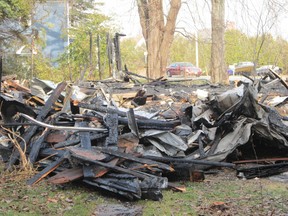 The devastation was total for a house in Renton Sunday night that was destroyed by fire. The house at 4 St. James Street was unoccupied and undergoing renovation when the alarm was called in around 10 p.m. There were no injuries. Total damage is pegged at $150,000. (MONTE SONNENBERG Simcoe Reformer)