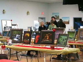 Art displays at the Red Show held at David Thompson Hall on Saturday, Nov. 17. (Simon Arseneau/Fairview Post)