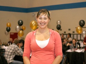 Olympic silver medalist Kristie Moore was the keynote speaker for the What I Wish I Knew in High School Gala held at the E.E Oliver school gymnasium last Saturday. (Simon Arseneau/Fairview Post)