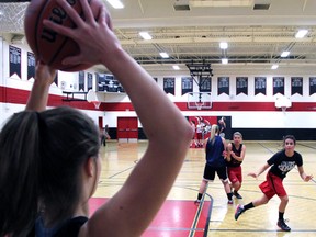 The Northern Vikings senior girls basketball team practices an inbound play Tuesday. Northern will face top seed Hamilton St. Mary's in their opening game at the OFSAA AAA finals. PAUL OWEN/THE OBSERVER/QMI AGENCY
