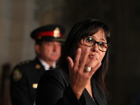 Leona Aglukkaq, Minister of Health, speaks to the media at Parliament Hill September 26, 2012, in Ottawa, Ontario. (QMI Agency/ANDRE FORGET)