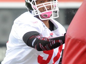 Defensive lineman Anwar Stewart had to weigh the odds when both Calgary and Toronto came calling earlier this season: Which team gave him a better shot of a trip to the Grey Cup? (STUART DRYDEN/QMI AGENCY)