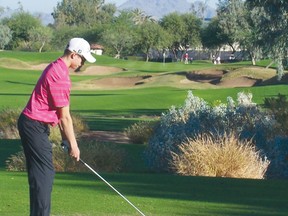 Portage Golf Club member Brayden Twist tees off during the the Maple Leaf Junior Golf Tour Boston Pizza National Tour Championship at the Legacy Golf Resort in Phoenix, Ariz. over the weekend. (Shaun Twist/Submitted photo)