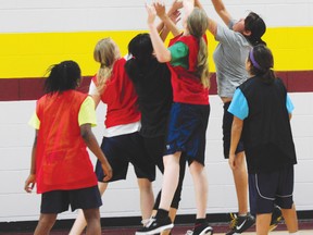 The Portage Collegiate Institute Saints opened joint varsity-junior varsity tryouts at PCI on Tuesday. (Dan Falloon/Portage Daily Graphic)