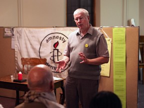 Amnesty International resource development associate Will Bryant spoke to Napanee's Amnesty group. The Napanee Branch 150 has been working with the organization for 30 years this November.