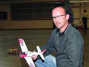 Kingston Radio Control Modellers member Mike Grice takes advantage of the club’s indoor flying space at Roy Thompson Hall.     Tricia Knowles, Kingston This Week.
