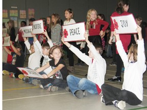 Students from East Front Public School perform an interpretive dance for members of the Upper Canada District School Board and Ahkwesahsne Mohawk Board of Education Wednesday.
Kathryn Burnham staff photo