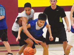 The Portage Collegiate Institute Trojans varsity basketball team wrapped tryouts at PCI on Wednesday. (Dan Falloon/Portage Daily Graphic)