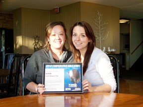 Laurie Bruyere-Tyo accepts a Cooperative Education Award from student Ashley Pizio during the Cooperative Education Award ceremony. The ceremony was hosted by the Upper Canada District School Board and Catholic District School Board of Eastern Ontario at the Cornwall Golf and Country Club Thursday.
Erika Glasberg staff photo