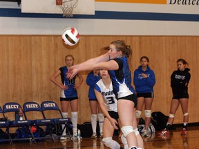 The Ardrossan Bisons senior girls volleyball team will not be joining the Bisons boys at provincials this weekend after being bumped in the zone playdowns. Photo by Shane Jones/Sherwood Park News/QMI Agency