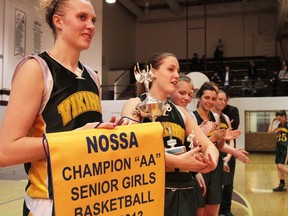 The Senior girls Lockerby Composite team, from Sudbury, Ont., won the NOSSA "AA" basketball championship on Saturday Nov. 17, 2012. Lockerby won against St. Mary's College 37-32., the game was played at the College in Sault Ste. Marie, Ont. RACHELE LABRECQUE - SAULT STAR/ QMI AGENCY