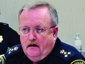 Brockville Police Chief John Gardiner speaks to Thursday's meeting of the police services board.