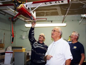 From left, Eli Vuksanovich, Bill Buchan and Ron Roy have a sparkle in their respective eyes when they talk about the fun had at the Timmins Golden Hawks RC Model Aircraft Club. The club will be displaying some of its members' favourite airplanes and discuss how they work at the Mountjoy independent Farmers' Market Craft Sale at Centennial Hall this Saturday.