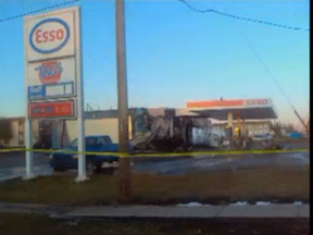 A man responsible for torching this Edson gas station — causing up to $2 million in damage — was put under house arrest on Friday in an Edmonton courtroom. Jordan John Sweezy, 23, was handed a two-year conditional sentence to be served in the community after earlier pleading guilty to one count of arson. (YOUTUBE FRAMEGRAB)