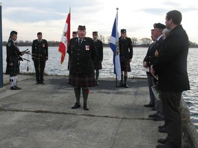 Lt. Col. Robert Brooks (ret'd), of the SD&G Highlanders, speaks about the important historical significance of the raid on Salmon River on Friday at a ceremony that marked the first engagement of the Glengarry Light Infantry Fencibles. 
Kathryn Burnham staff photo