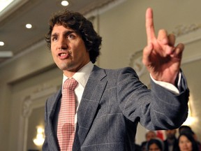 Liberal Party leadership candidate Justin Trudeau speaks to supporters at a rally in Mississauga, Oct. 4, 2012. (Mike Cassese/REUTERS)