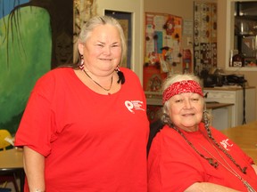 Colleen Jackson, left, and Laurel Claus-Johnson of the Katarokwi Native Friendship Centre say the centre has been providing inclusive programming to the Aboriginal community in Kingston for 20 years. The centre serves people from a number of native cultures, including Mi’kmaq, Cree, Mohawk, Inuit and Metis. (Danielle VandenBrink\The Whig-Standard)