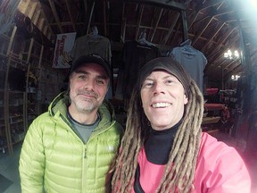 Ed Sullivan of Dunnville’s Grand River Kayak stands with Zero Emissions Expeditions founder Rod Wellington. The local paddle sports store, despite a difficult season, was able to help support Wellington’s expeditions in order to encourage others to do the same while promoting the sport they love. 
SUBMITTED PHOTO