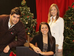 Well known CTV Timmins reporters Claude Sharma, Marina Moore and Jessica Gosselin will be hosting the annual Timmins CTV - Schumacher Lions Club - Stan Fowler Santa Claus Fund Telethon which is to be broadcast this weekend. The event will feature free live performances from Ecole Secondaire catholique Theriault. Viewers will be encouraged to phone in and make pledges. Timmins Times LOCAL NEWS photos by Len Gillis.