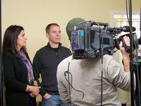 Local couple Saria Anderson and Randy McRae wait for their cues during the filming of the television show All for Nothing. The show pits two homeowners against eachother to get the highest value for their home by doing all the construction themselves and spending no money from their pockets. ERIKA GLASBERG/CORNWALL STANDARD-FREEHOLDER/QMI AGENCY