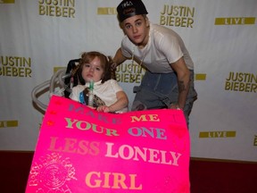 Mia Pruder of Kingston met Canadian star Justin Bieber.