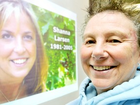 Lorna Larsen, of Woodstock, spoke to a group of Grade 9-12 female students at Tilbury District High School about the breast cancer symptoms, facts and self-help for young women. Her daughter Shanna died of breast cancer at aged 24 in 2005 and Larsen started the Team Shan group to educate youth on the importance of early detection for breast cancer in young women. DIANA MARTIN diana.martin@sunmedia.ca