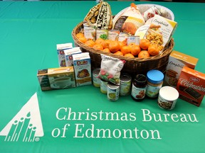 A depiction of a typical food hamper from the Edmonton Christmas Bureau. FILE PHOTO